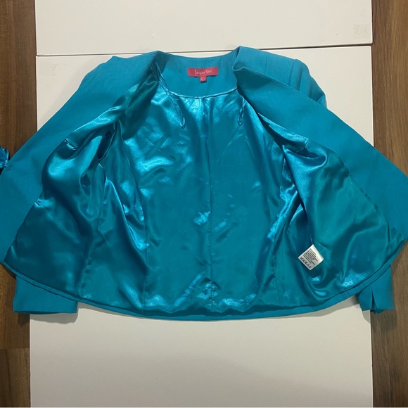 Turquoise/ teal clasp blazer with bow detail size 16 PERFECT CONDITION - Picture 3 of 6